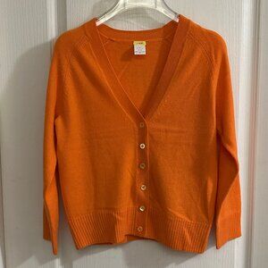 Vintage NWOT J. Crew Women Orange 3/4 Sleeve 100% Cashmere Cardigan Size Small